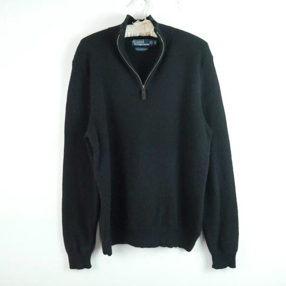Polo Ralph Lauren Other - Vintage Polo Ralph Lauren Men's Medium 1/4 Zip Mockneck Wool Sweater 90s Black